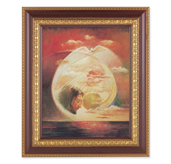 Segura: The Trinity Picture, 11-1/2"x13-1/2, Cherry Finish with Gold Egg & Dart Frame, Italian Print Under Glass # 26142