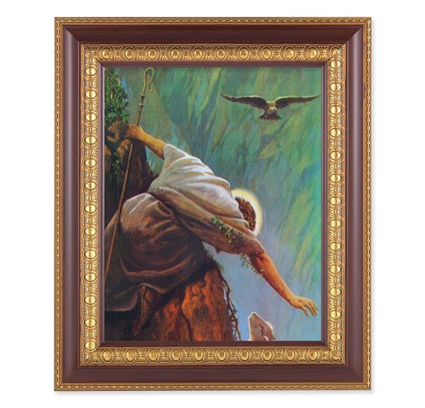 Hook: The Lost Sheep Picture, 11-1/2"x13-1/2, Cherry Finish with Gold Egg & Dart Frame, Italian Print Under Glass # 26153