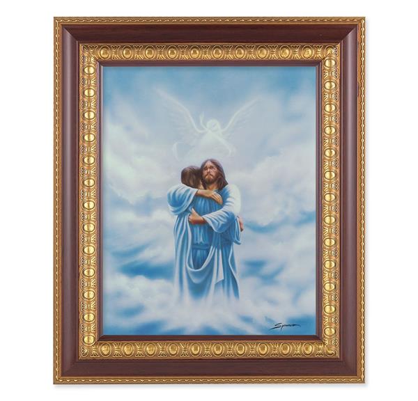 Welcome Home Reunion Picture, 11-1/2"x13-1/2, Cherry Finish with Gold Egg & Dart Frame, Italian Print Under Glass # 26157