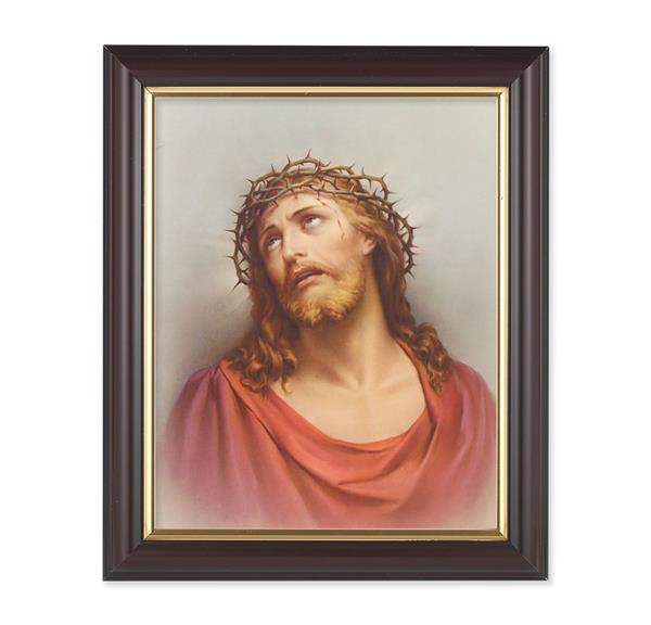 Christ in Agony, 10"x12", Classic Fluted Walnut Finished Frame, Italian Print Under Glass # 26169