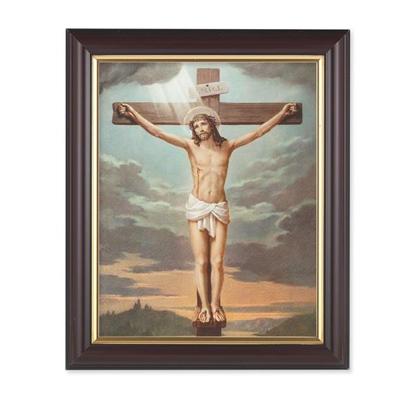 Crucifixion, 10"x12", Classic Fluted Walnut Finished Frame, Italian Print Under Glass # 26173