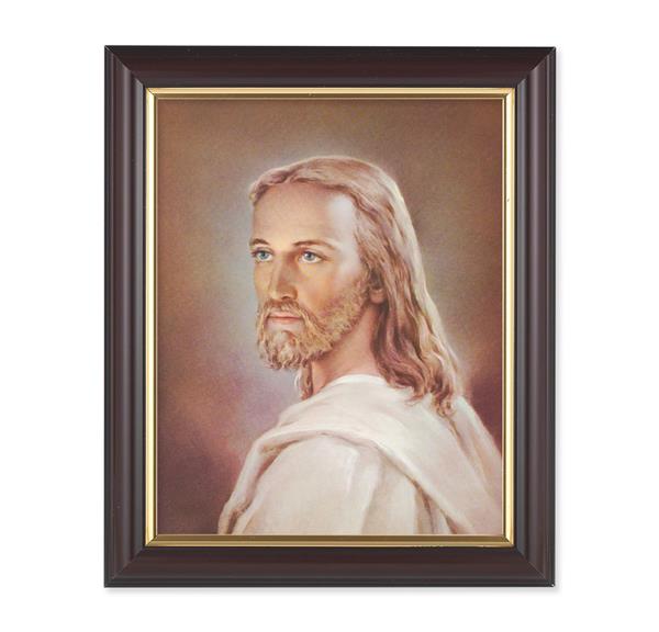Head of Christ, 10"x12", Classic Fluted Walnut Finished Frame, Italian Print Under Glass # 26178