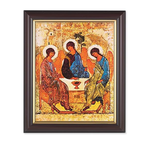The Holy Trinity Icon, 10"x12", Classic Fluted Walnut Finished Frame, Italian Print Under Glass # 26180