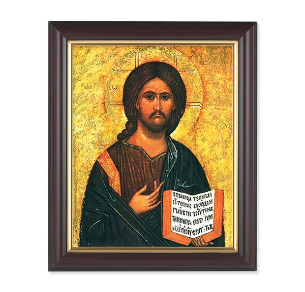 Christ All Knowing, 10"x12", Classic Fluted Walnut Finished Frame, Italian Print Under Glass # 26182