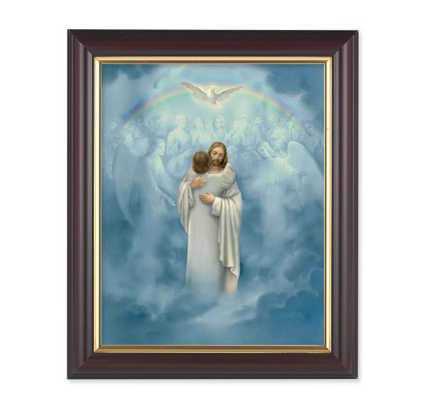 Christ Welcoming Home, 10"x12", Classic Fluted Walnut Finished Frame, Italian Print Under Glass # 26184