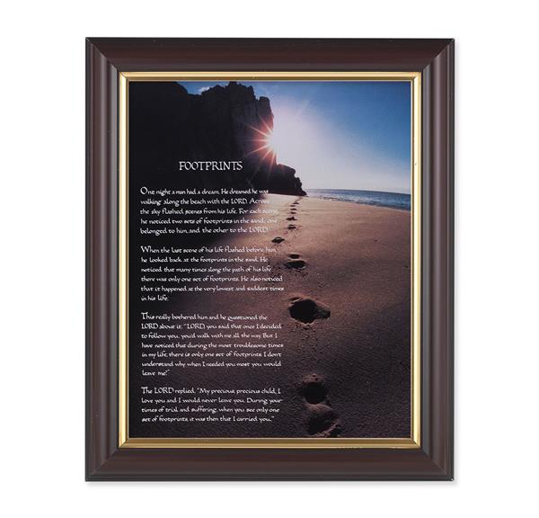 Footprints, 10"x12", Classic Fluted Walnut Finished Frame, Italian Print Under Glass # 26186