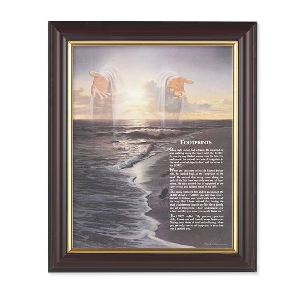 Footprints, 10"x12", Classic Fluted Walnut Finished Frame, Italian Print Under Glass # 26188