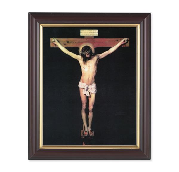 The Crucifixion, 10"x12", Classic Fluted Walnut Finished Frame, Italian Print Under Glass # 26192