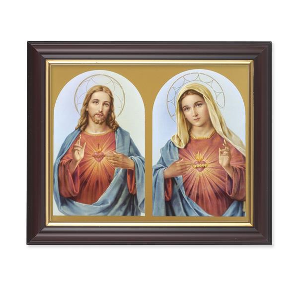 The Sacred Hearts, 10"x12", Classic Fluted Walnut Finished Frame, Italian Print Under Glass # 26194
