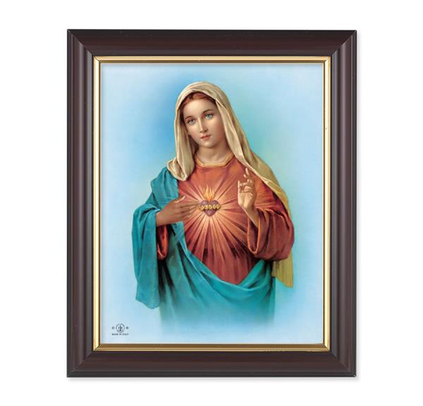 Immaculate Heart of Mary, 10"x12", Classic Fluted Walnut Finished Frame, Italian Print Under Glass # 26198