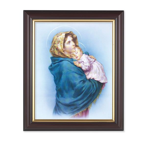 Madonna of The Street, 10"x12", Classic Fluted Walnut Finished Frame, Italian Print Under Glass # 26200