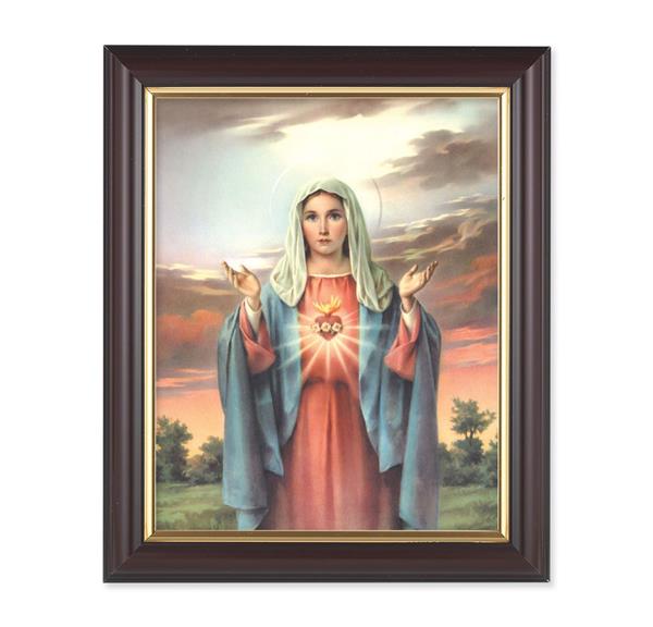 Immaculate Heart of Mary, 10"x12", Classic Fluted Walnut Finished Frame, Italian Print Under Glass # 26202