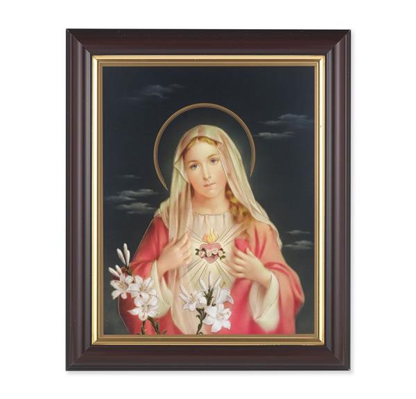 Immaculate Heart of Mary, 10"x12", Classic Fluted Walnut Finished Frame, Italian Print Under Glass # 26203