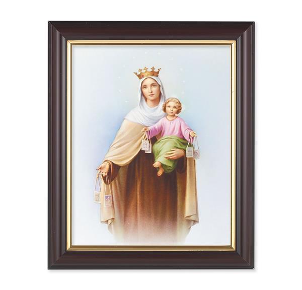 Our Lady of Mount Carmel, 10"x12", Classic Fluted Walnut Finished Frame, Italian Print Under Glass # 26204