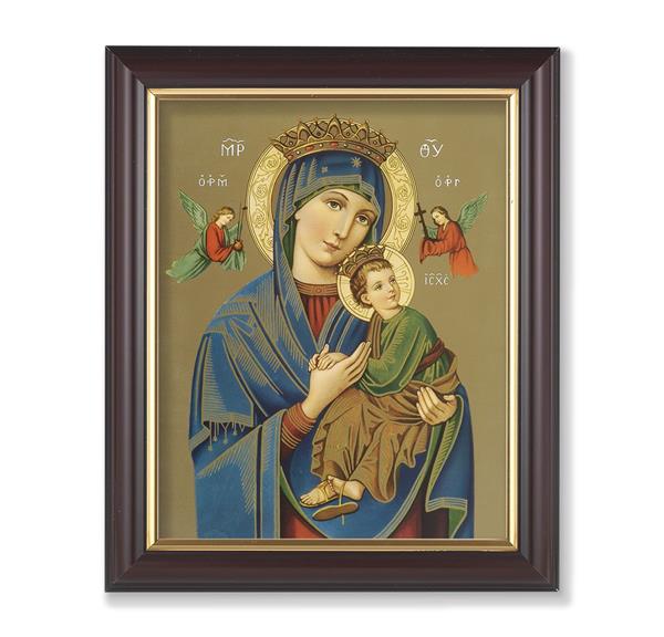 Our Lady of Perpetual Help, 10"x12", Classic Fluted Walnut Finished Frame, Italian Print Under Glass # 26205