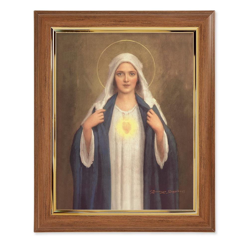 Chambers: Immaculate Heart of Mary, 10"x12", Classic Fluted Walnut Finished Frame, Italian Print Under Glass # 26206