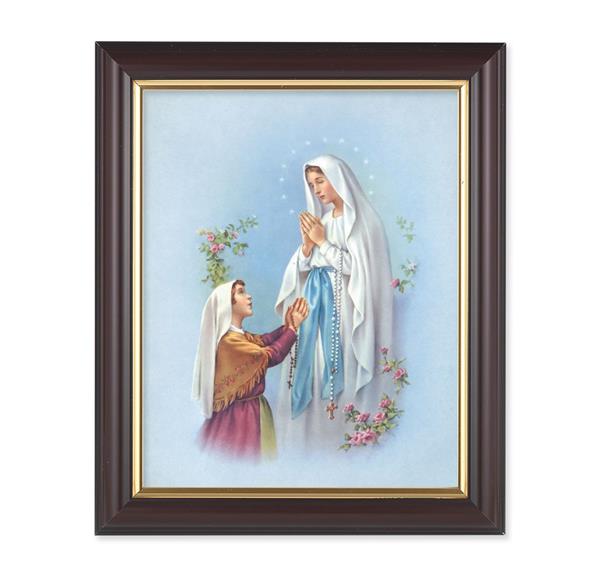Our Lady of Lourdes, 10"x12", Classic Fluted Walnut Finished Frame, Italian Print Under Glass # 26207