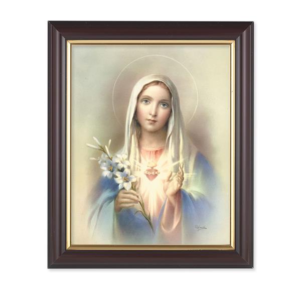 Immaculate Heart of Mary, 10"x12", Classic Fluted Walnut Finished Frame, Italian Print Under Glass # 26208