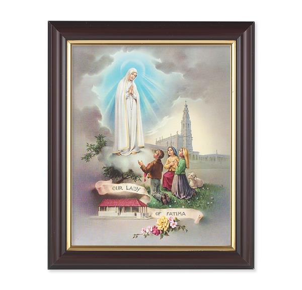 Our Lady of Fatima, 10"x12", Classic Fluted Walnut Finished Frame, Italian Print Under Glass # 26209