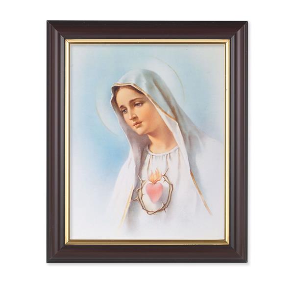 Immaculate Heart of Mary, 10"x12", Classic Fluted Walnut Finished Frame, Italian Print Under Glass # 26210
