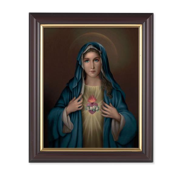Immaculate Heart of Mary, 10"x12", Classic Fluted Walnut Finished Frame, Italian Print Under Glass # 26211