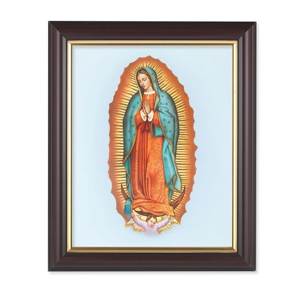 Our Lady of Guadalupe, 10"x12", Classic Fluted Walnut Finished Frame, Italian Print Under Glass # 26215