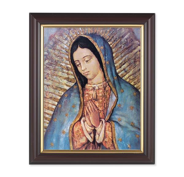 Our Lady of Guadalupe, 10"x12", Classic Fluted Walnut Finished Frame, Italian Print Under Glass # 26218
