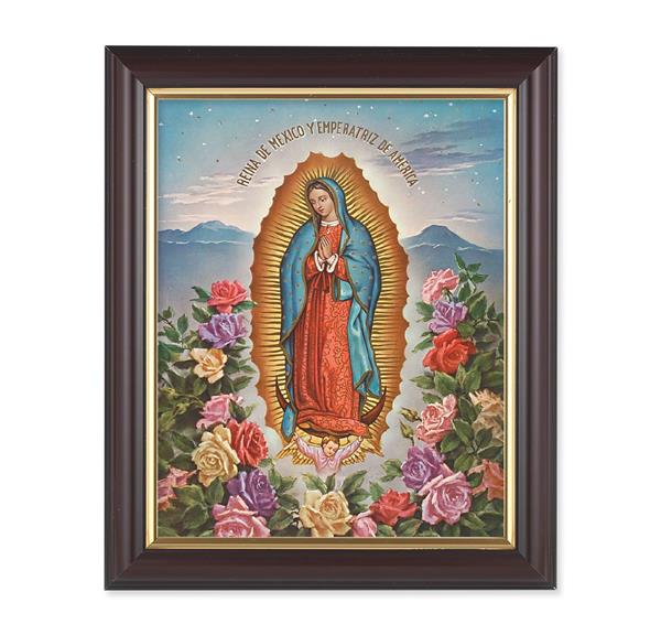 Our Lady of Guadalupe, 10"x12", Classic Fluted Walnut Finished Frame, Italian Print Under Glass # 26220