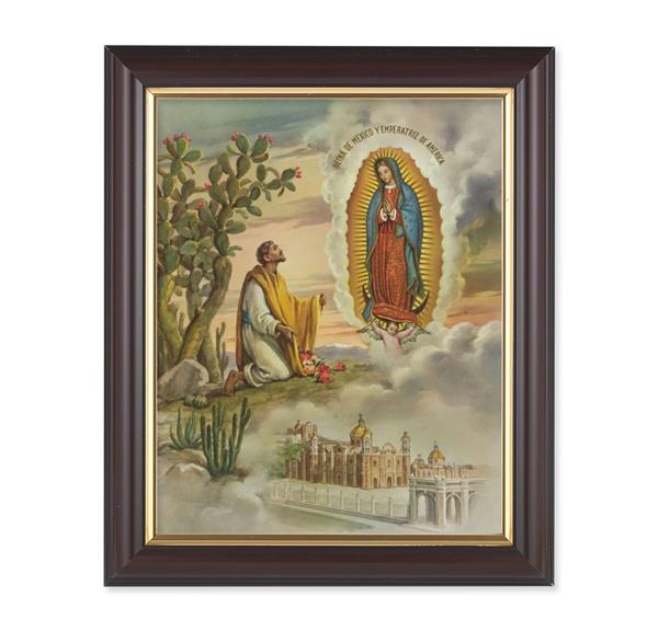 Juan Diego with OL Guadalupe, 10"x12", Classic Fluted Walnut Finished Frame, Italian Print Under Glass # 26222