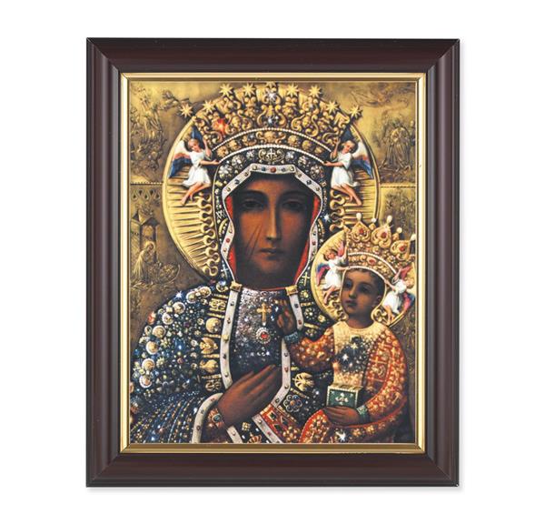 Our Lady of Czestochowa, 10"x12", Classic Fluted Walnut Finished Frame, Italian Print Under Glass # 26224