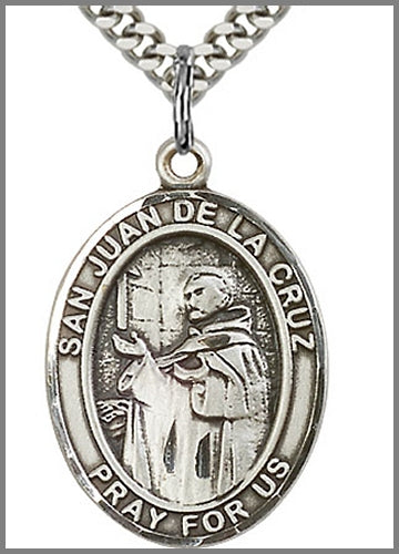 San Juan de la Cruz Medal, Sterling Silver, 1"x3/4", Your Choice of Chain, # 26225