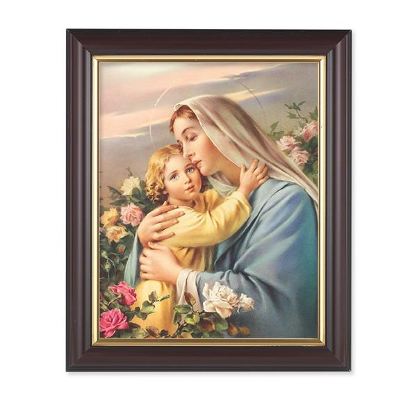 Madonna and Child, 10"x12", Classic Fluted Walnut Finished Frame, Italian Print Under Glass # 26230
