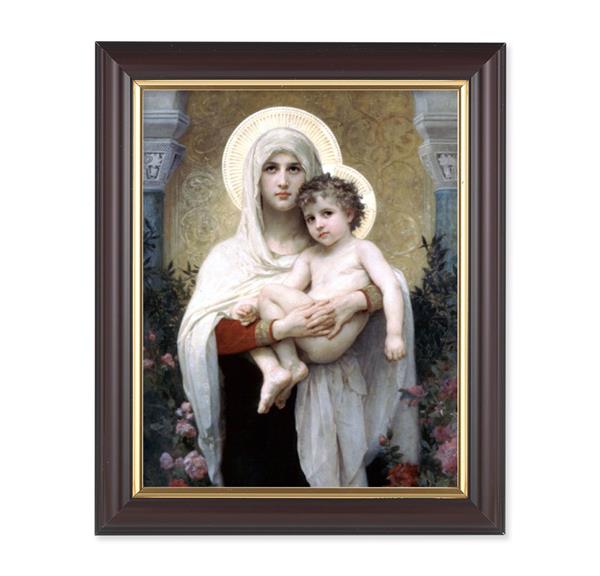 Bouguereau: Madonna and Child, 10"x12", Classic Fluted Walnut Finished Frame, Italian Print Under Glass # 26233