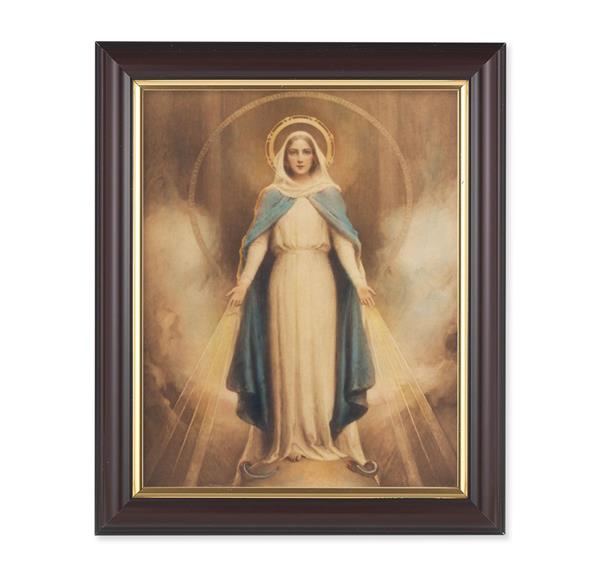 Chambers: Miraculous Mary, 10"x12", Classic Fluted Walnut Finished Frame, Italian Print Under Glass # 26238