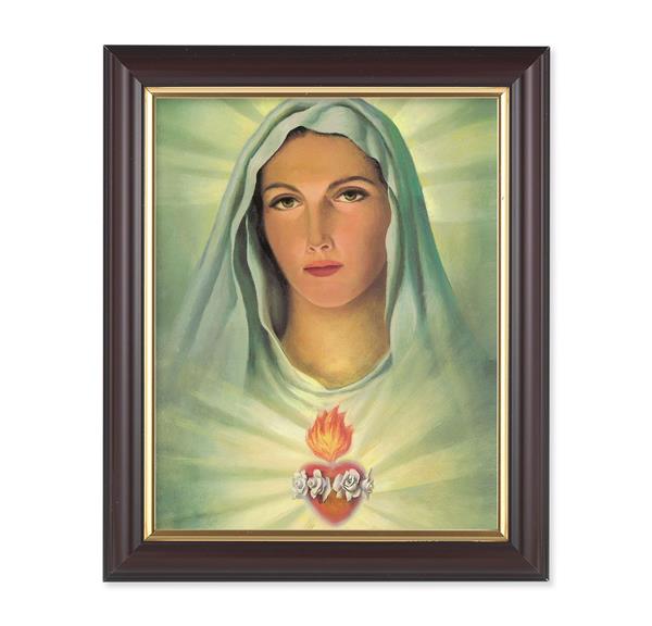 Immaculate Heart of Mary, 10"x12", Classic Fluted Walnut Finished Frame, Italian Print Under Glass # 26240