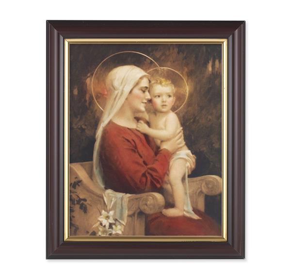 Chambers: Madonna and Child, 10"x12", Classic Fluted Walnut Finished Frame, Italian Print Under Glass # 26241