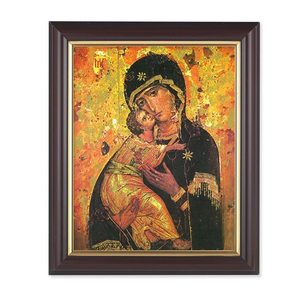 Our Lady of Vladimir, 10"x12", Classic Fluted Walnut Finished Frame, Italian Print Under Glass # 26244