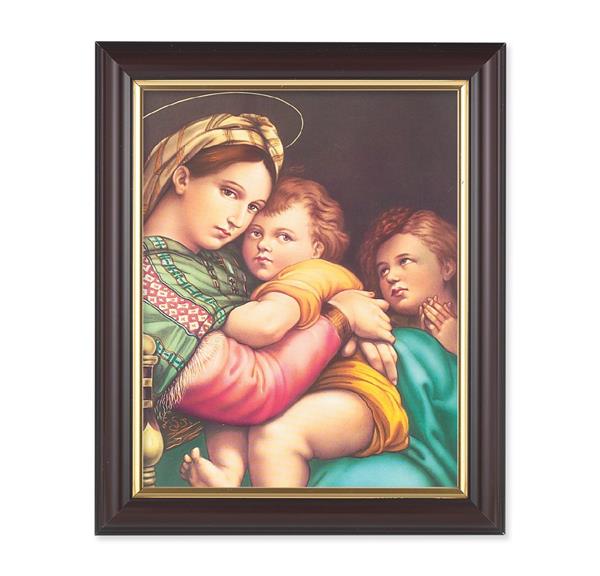 Raphael Madonna and Child, 10"x12", Classic Fluted Walnut Finished Frame, Italian Print Under Glass # 26245