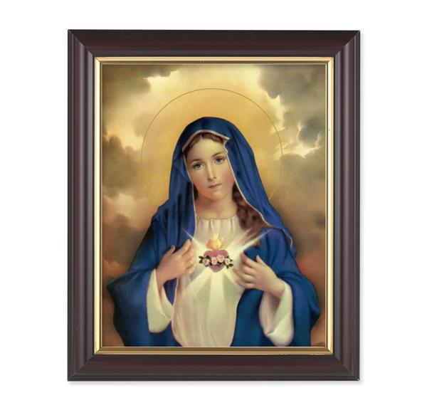 Immaculate Heart of Mary, 10"x12", Classic Fluted Walnut Finished Frame, Italian Print Under Glass # 26253