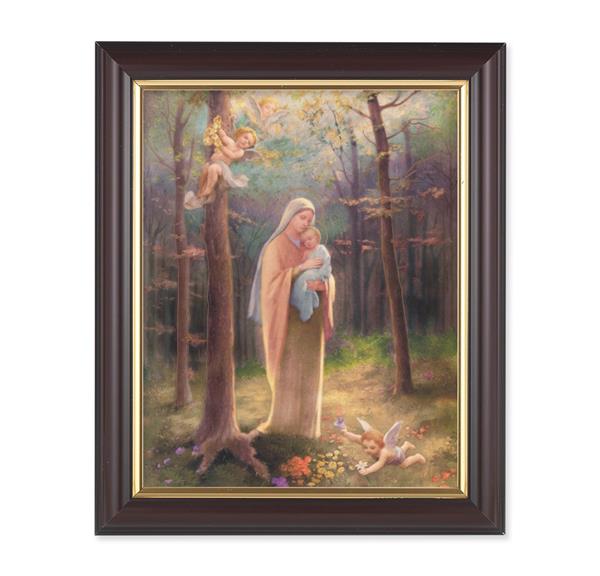 Madonna of The Woods, 10"x12", Classic Fluted Walnut Finished Frame, Italian Print Under Glass # 26259