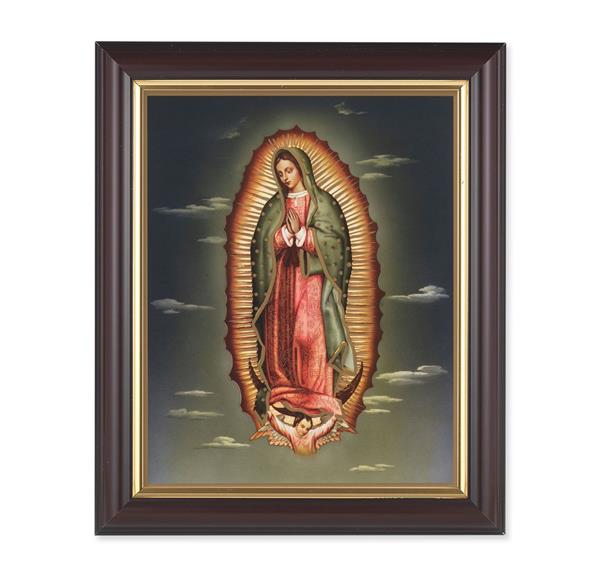Our Lady of Guadalupe, 10"x12", Classic Fluted Walnut Finished Frame, Italian Print Under Glass # 26261