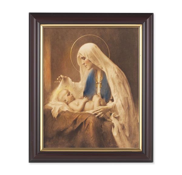 Chambers Madonna and Child, 10"x12", Classic Fluted Walnut Finished Frame, Italian Print Under Glass # 26266