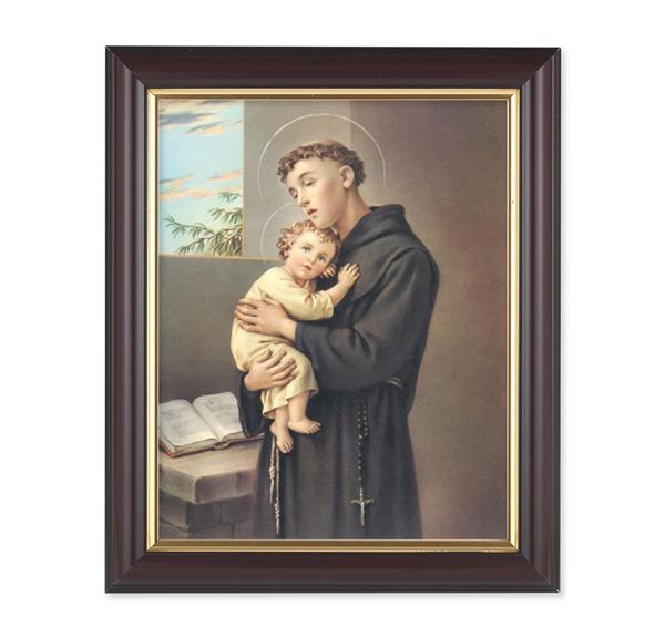 St. Anthony of Padua, 10"x12", Classic Fluted Walnut Finished Frame, Italian Print Under Glass # 26268