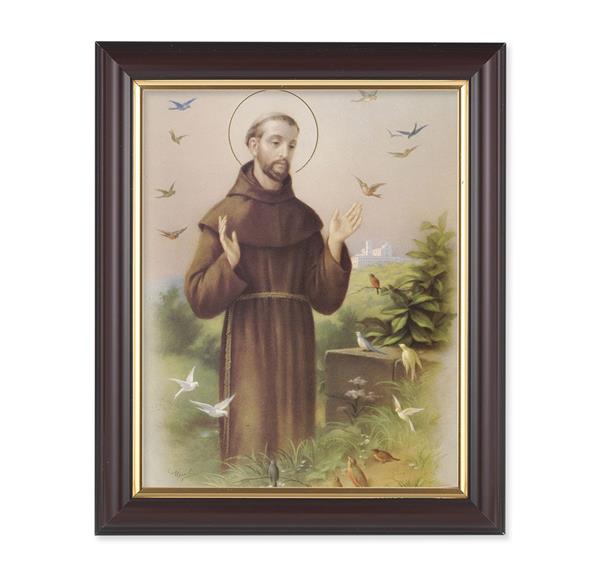 St. Francis of Assisi, 10"x12", Classic Fluted Walnut Finished Frame, Italian Print Under Glass # 26271