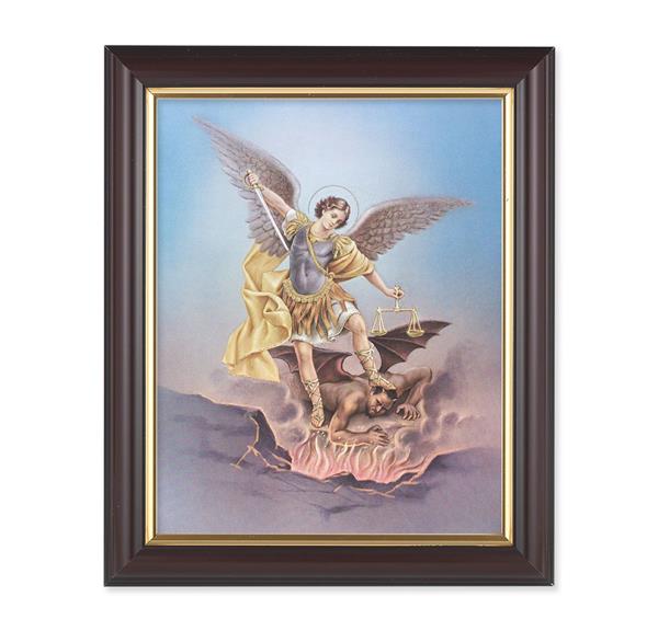 St. Michael, 10"x12", Classic Fluted Walnut Finished Frame, Italian Print Under Glass # 26280