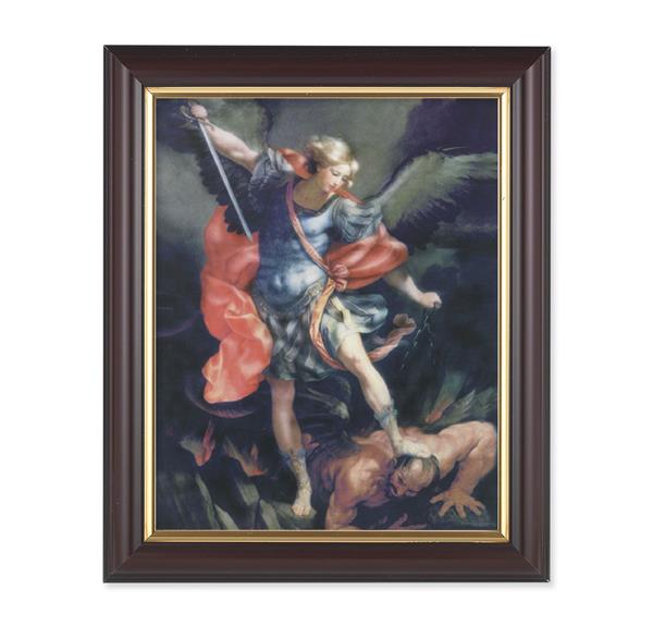 St. Michael, 10"x12", Classic Fluted Walnut Finished Frame, Italian Print Under Glass # 26284
