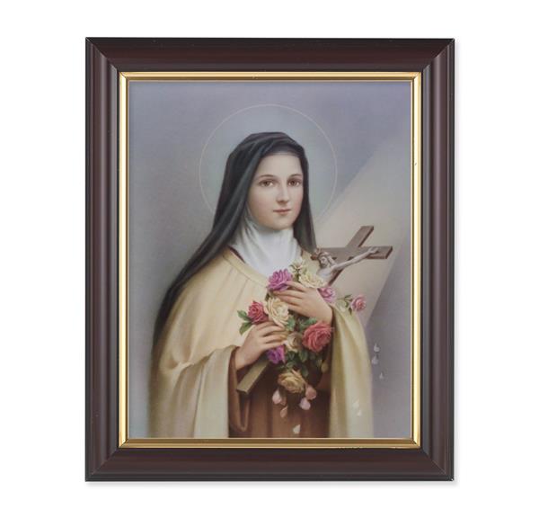 St. Therese of Lisieux, 10"x12", Classic Fluted Walnut Finished Frame, Italian Print Under Glass # 26288