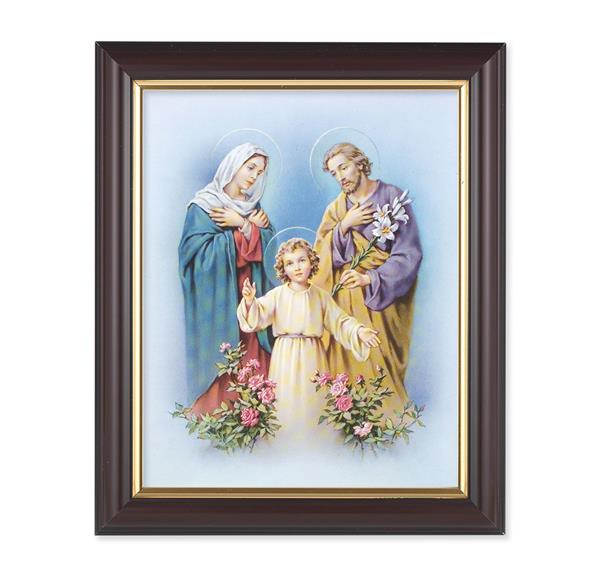 Holy Family, 10"x12", Classic Fluted Walnut Finished Frame, Italian Print Under Glass # 26291