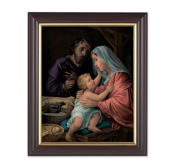 Holy Family, 10"x12", Classic Fluted Walnut Finished Frame, Italian Print Under Glass # 26295