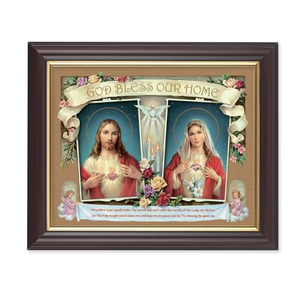 God Bless Our Home, 10"x12", Classic Fluted Walnut Finished Frame, Italian Print Under Glass # 26300